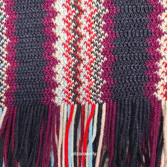 NWT Missoni Zig Zag Scarf Purple Red Blue - Picture 5 of 11